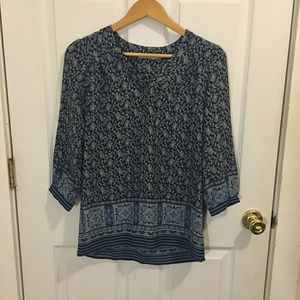 Dalia~ Floral 3/4 Sleeve Popover Blouse